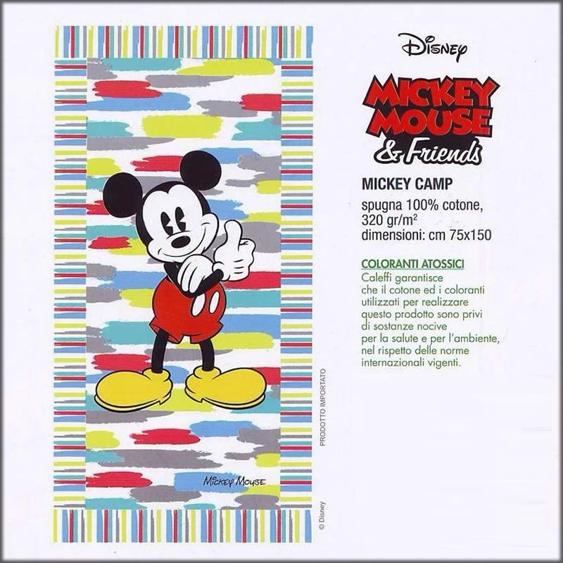 Telo Mare In Spugna Di Cotone Mickey Camp Disney Caleffi 2 Telo Mare In Spugna Di Cotone Mickey Camp Disney Caleffi - immagine 2