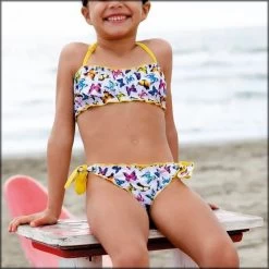 Costume Due Pezzi Da Bambina Fantasia Farfalle Bellissima