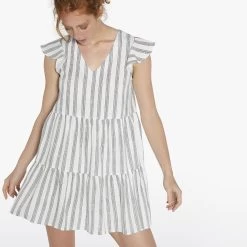 Abito Spalla Larga Rigato Linen 85821 Donna Ysabel Mora