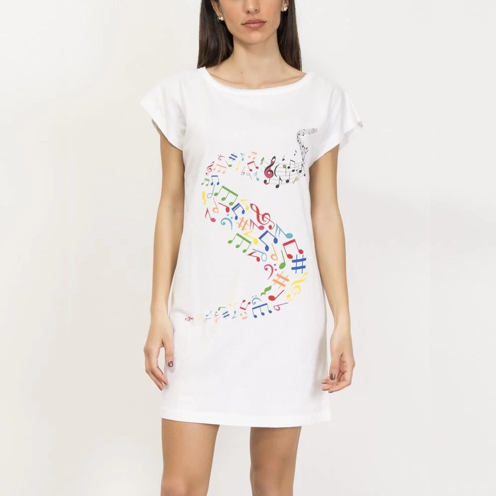 Maxi T-shirt Manica Corta Tema Musica Kt49 Donna Sièlei 2 Maxi T-shirt Manica Corta Tema Musica Kt49 Donna Sièlei - immagine 2