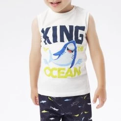 Maglia Smanicata Stampa Squalo 4.6686 Per Bambino Ido