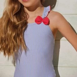 Costume Intero Rigato 95000 Per Bambina Ysabel Mora