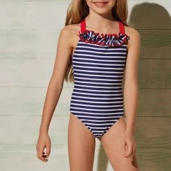 Costume Intero Rigato 95015 Per Bambina Ysabel Mora